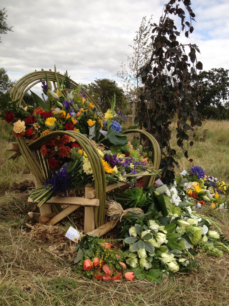 Respect Green Burial Park showing Willow Bench with Funeral Flower