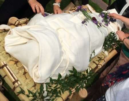 Natural burial with shroud in beautiful natural burial meadow at one of Respect Funeral Services Green Burial Parks